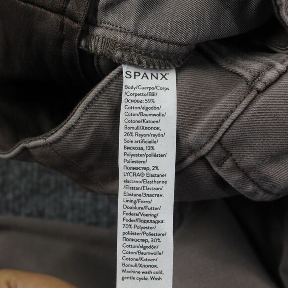 Spanx Pant Medium Stretch Twill Cropped Wide Leg Pant Brown Smoke Utility Casual - Picture 6 of 13